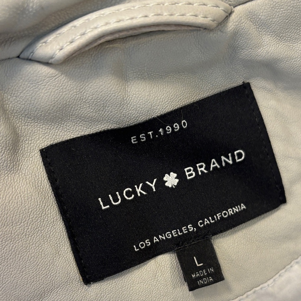 Lucky Brand Women's Gray Leather motorcycle Jacket - Picture 4 of 4
